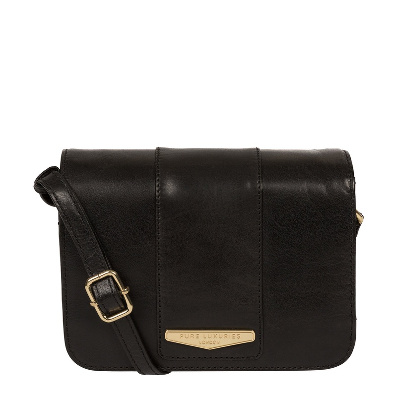 'Rosana' Black Vegetable-Tanned Leather Cross Body Bag