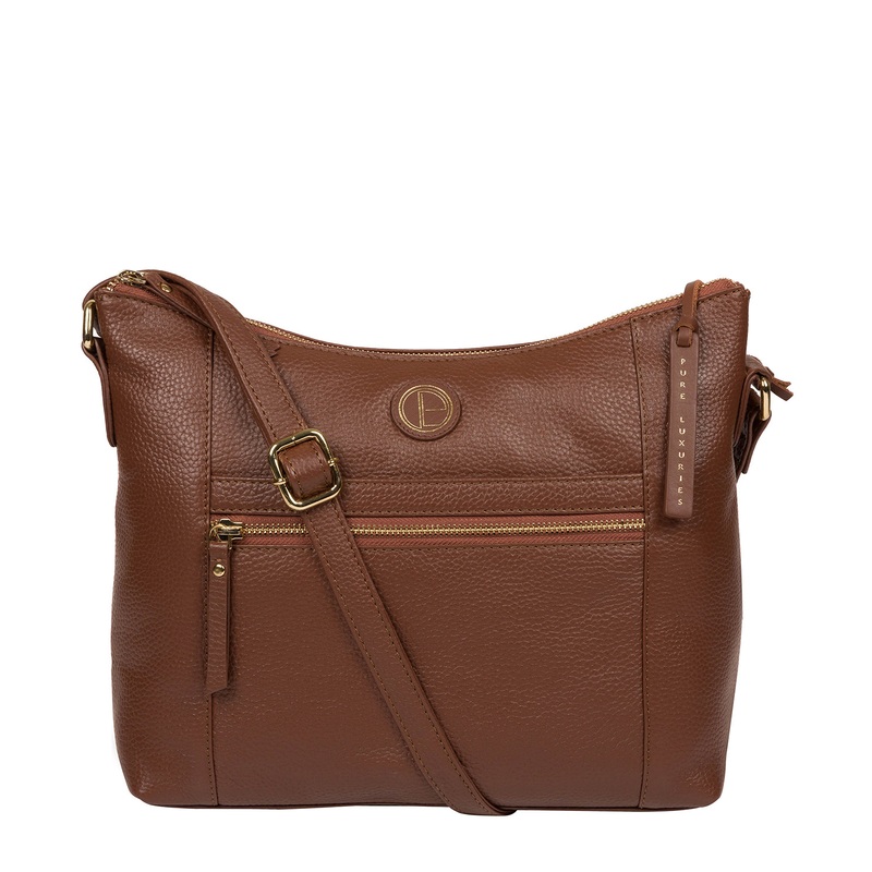 'Sequoia' Dark Tan Leather Shoulder Bag