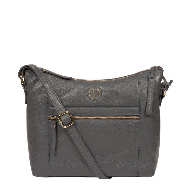 'Sequoia' Grey Leather Shoulder Bag