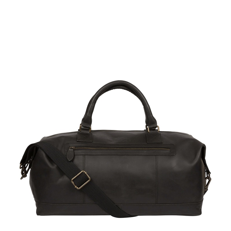 'Shuttle' Matte Black Leather Holdall