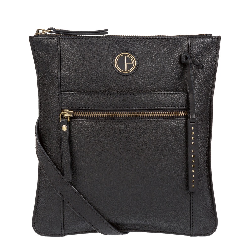 'Topaz' Black Leather Cross Body Bag