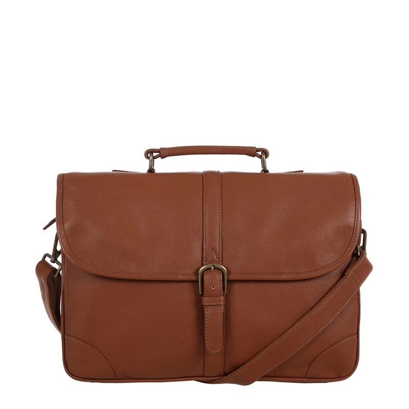 'Wallace' Chestnut Natural Leather Briefcase