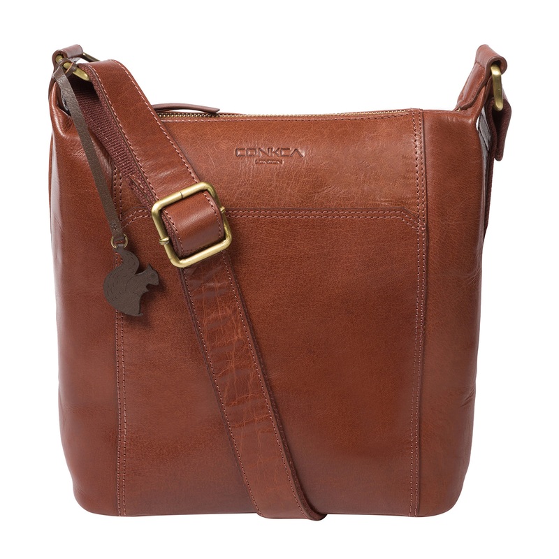 'Yasmin' Conker Brown Leather Cross Body Bag
