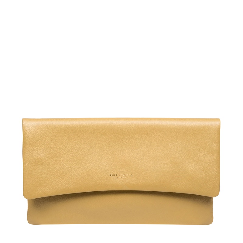 'Amelia' Metallic Gold Leather Clutch Bag