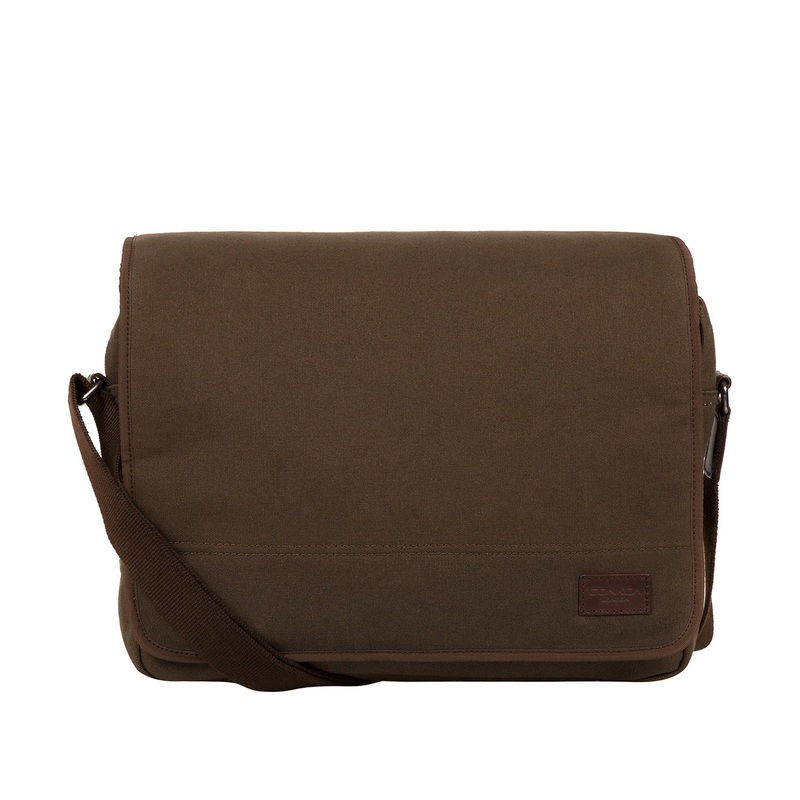 'Balham' Khaki Canvas & Leather Messenger Bag
