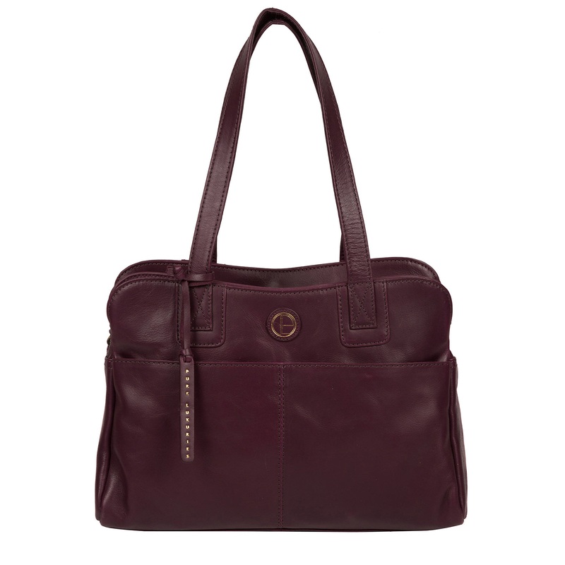 'Beacon' Blackberry Leather Handbag