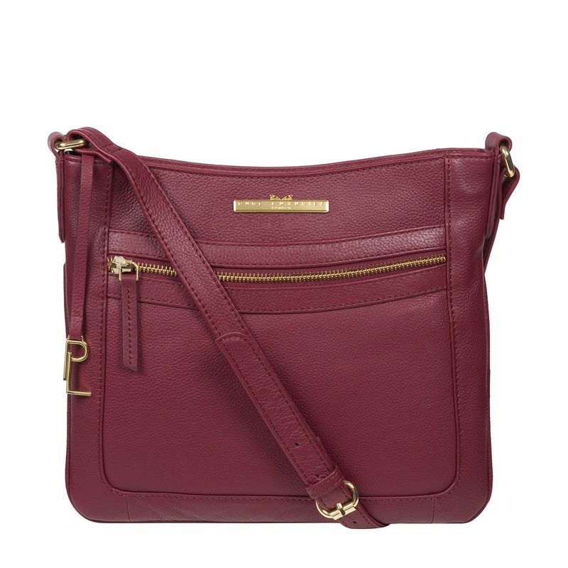 'Lewes' Pomegranate Leather Cross Body Bag