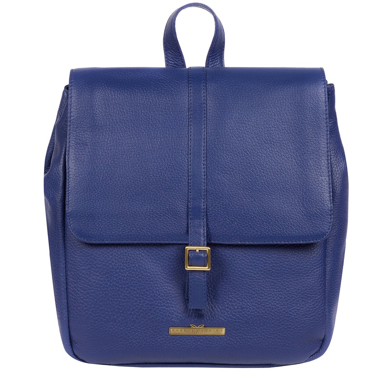'Maryam' Navy Leather Backpack