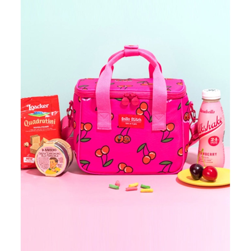 SNILLO STITCH Lunch Bag Shoulder Strap Cherry - Hot Pink