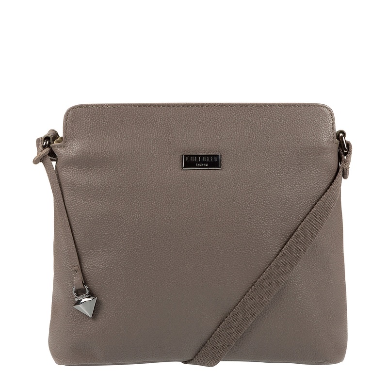 'Solair' Grey Leather Cross-Body Bag