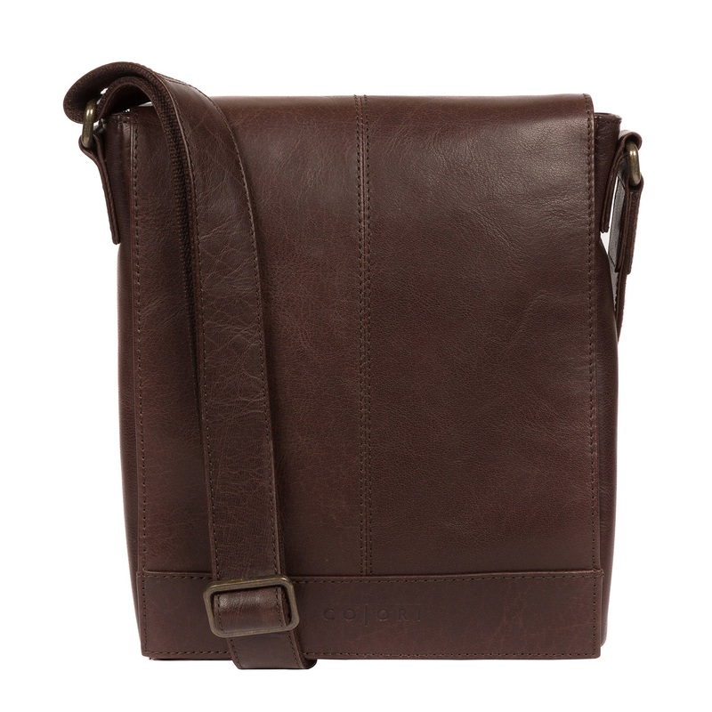 'Zoff' Italian-Inspired Espresso Leather Messenger Bag