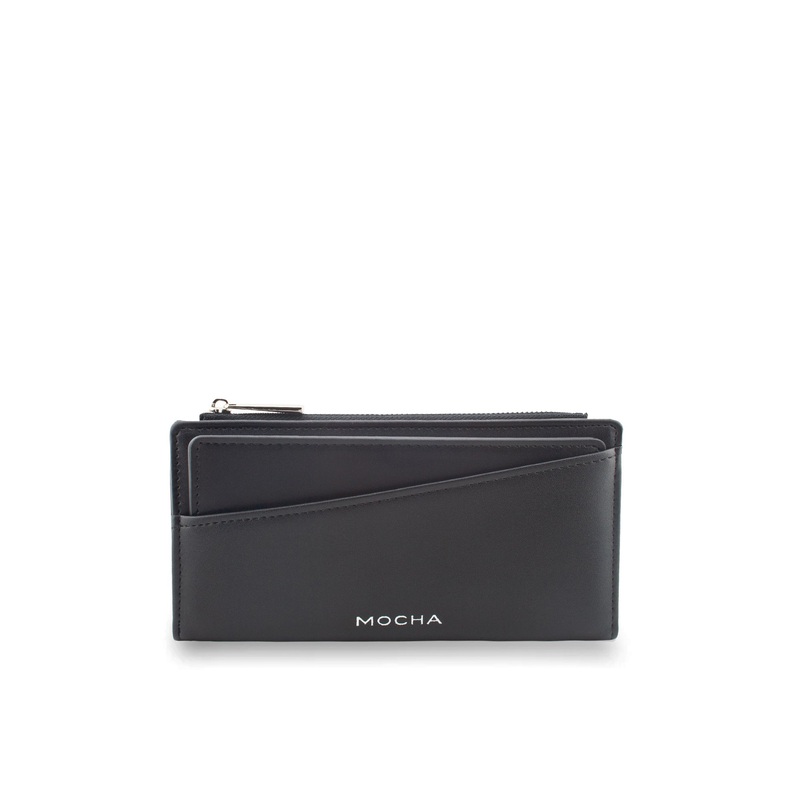 Mocha Amy Asymmetrical Long Wallet- Black