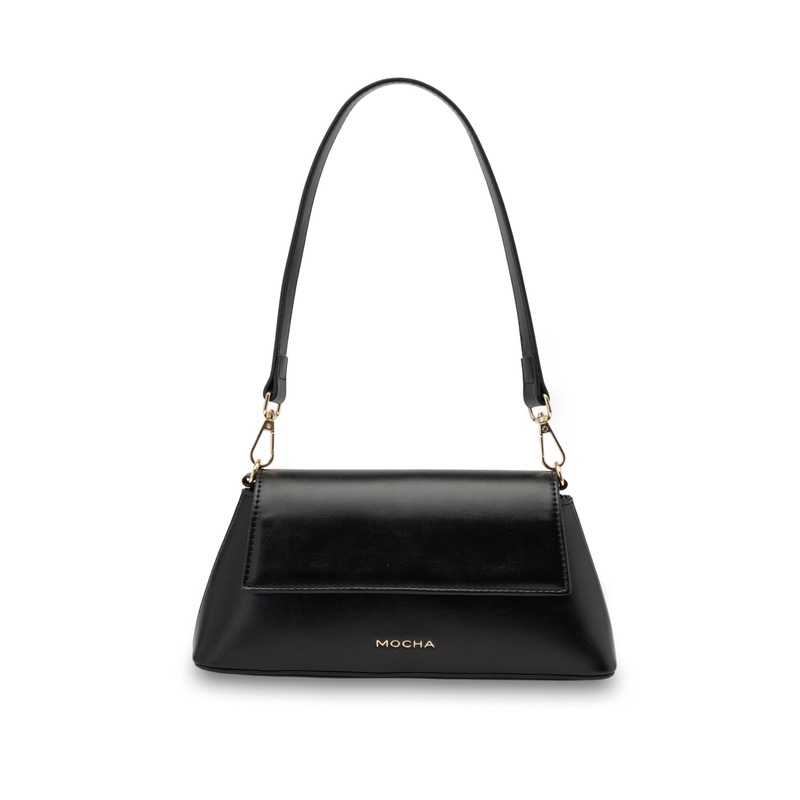 Mocha Ava Baguette Crossbody Bag- Black