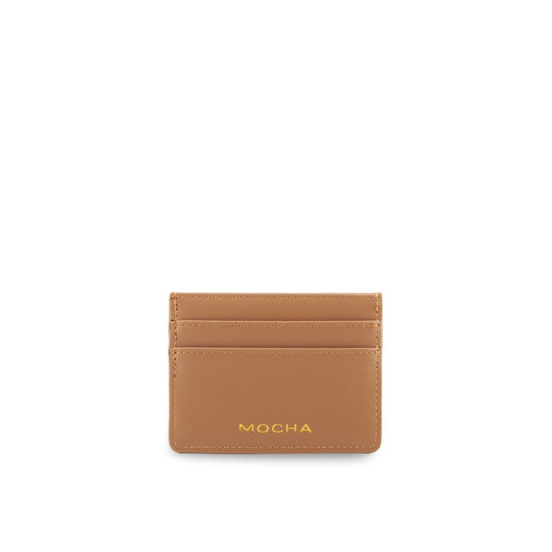 Mocha Avery Simple Card Holder- Tan