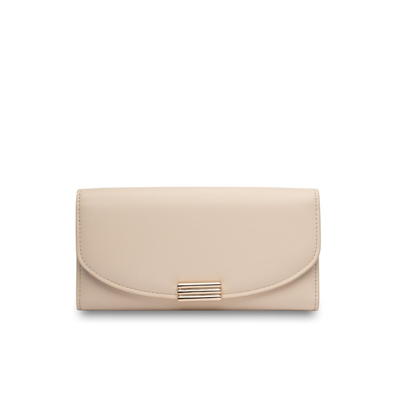 Mocha Daisy Long Wallet - Cream