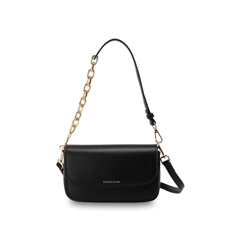 Mocha Donnette Half-Chain Bag- Black