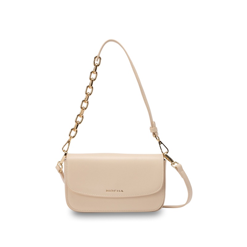 Mocha Donnette Half-Chain Bag - Cream