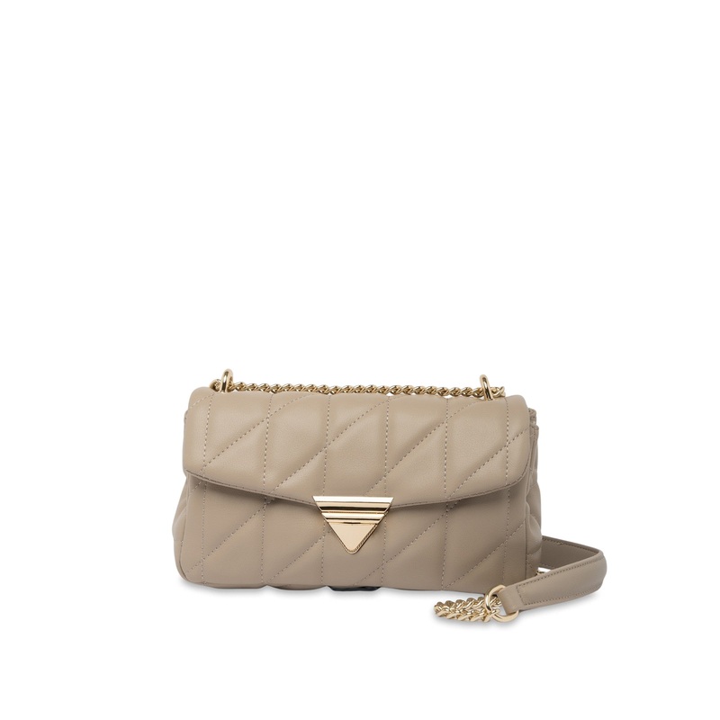 Mocha Isabella Quilted Crossbody Bag - Nude