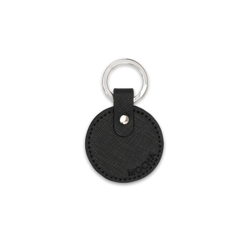 Mocha Kristin Leather Key Ring- Black