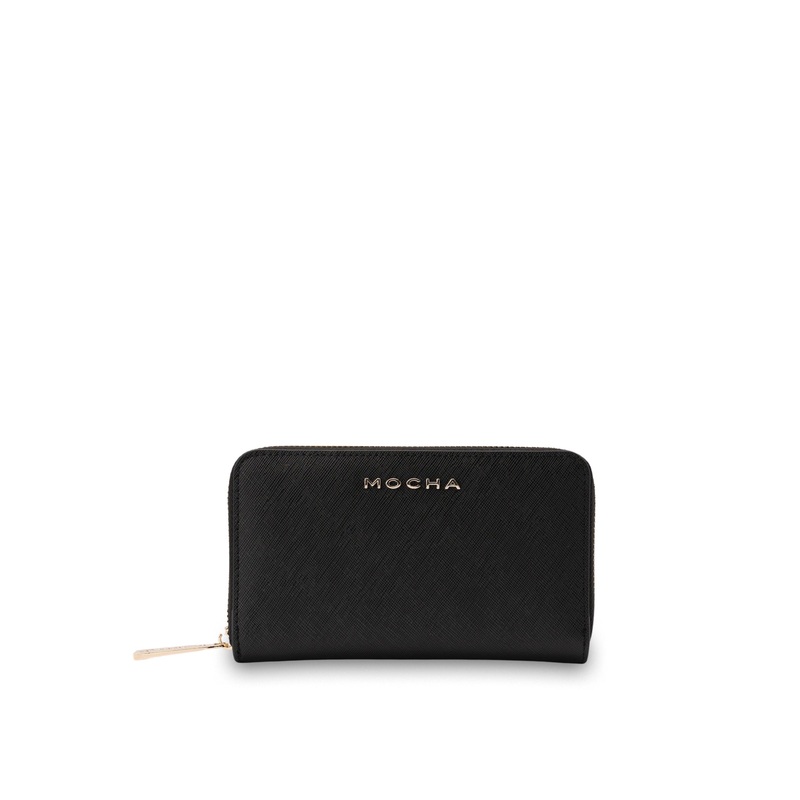 Mocha Kristin Leather Wallet - Black
