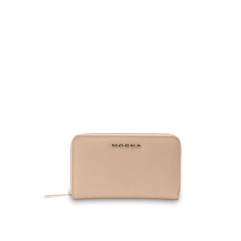 Mocha Kristin Leather Wallet - Cream