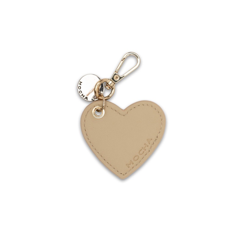 Mocha Savannah Heart Key Ring- Beige