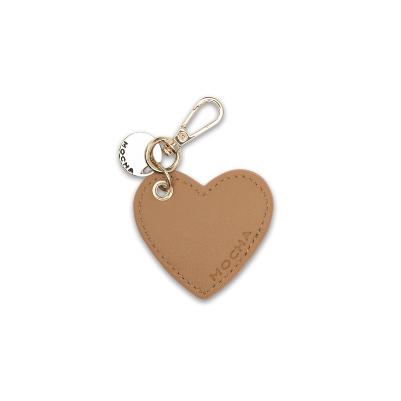 Mocha Savannah Heart Key Ring- Tan
