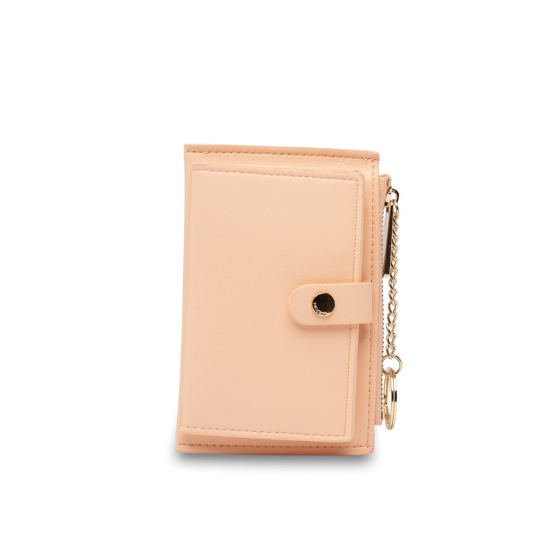 Mocha Simple Clip Coin Wallet - Peach