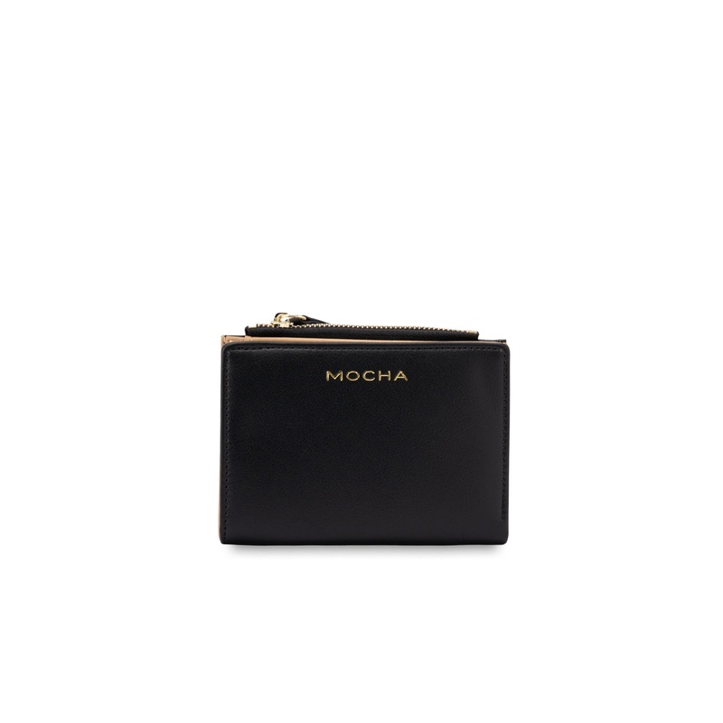 Mocha Small Classic Arya Wallet - Black/Camel