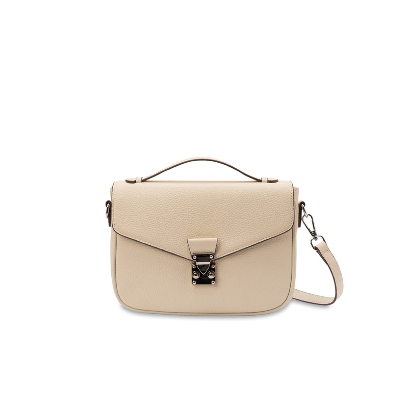 Mocha Teagan Leather Crossbody Bag - Cream