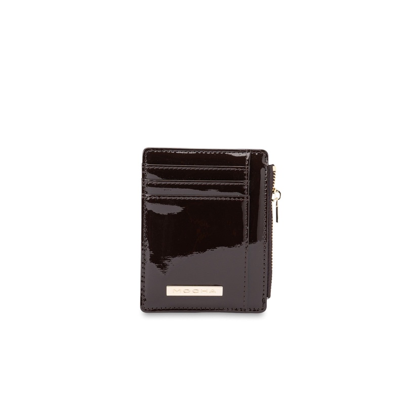 Mocha Willow Patent Card Holder - Espresso