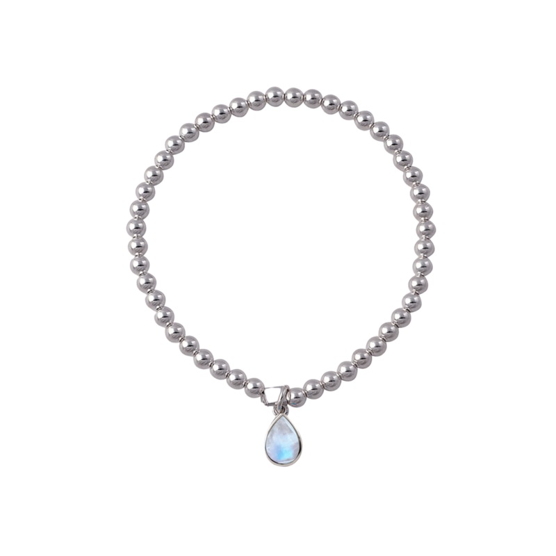 Von Treskow 4mm Stretchy Bracelet w/ Pear Moonstone