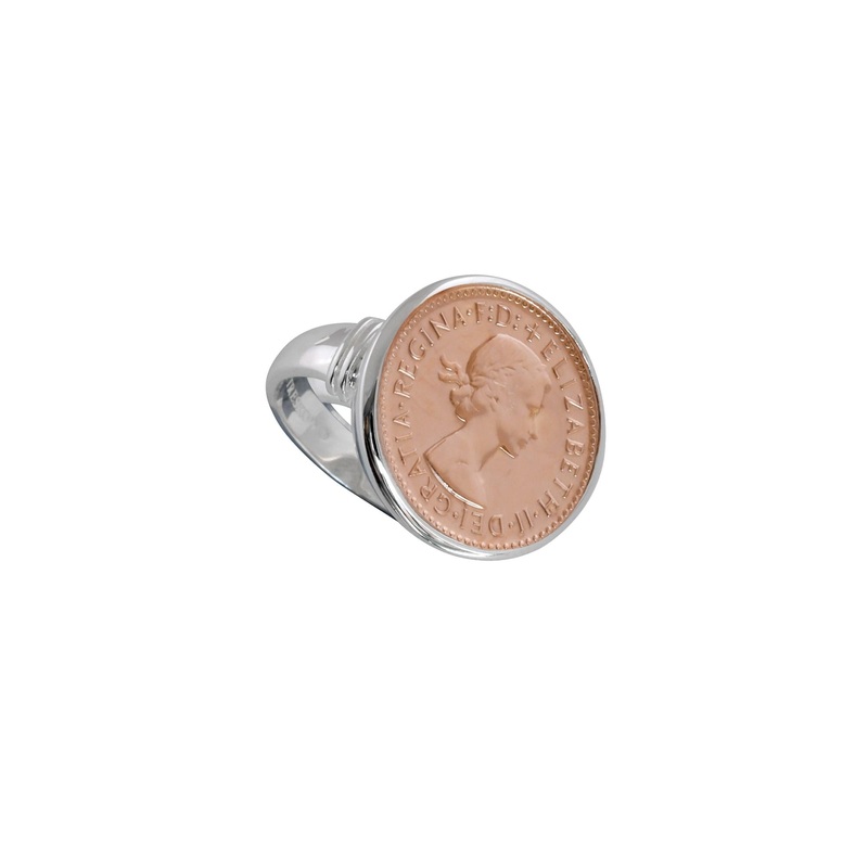 Von Treskow Authentic Sixpence Coin Ring - Rose Gold