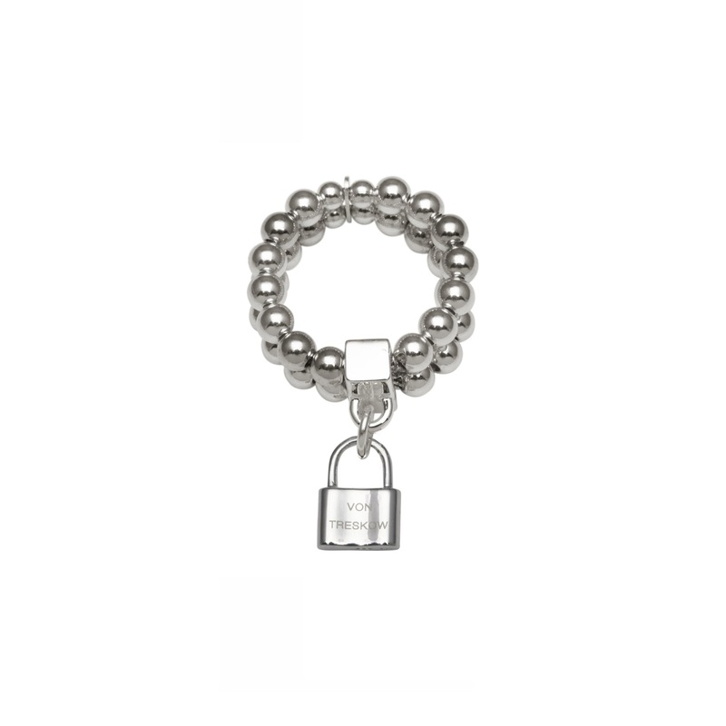 Von Treskow Ss Double Row Stretchy Ring w/ Mini VT Engraved Lock