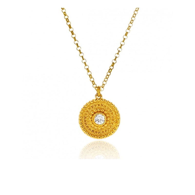 Gregio Gold Necklace W/ Round Gold & Cz