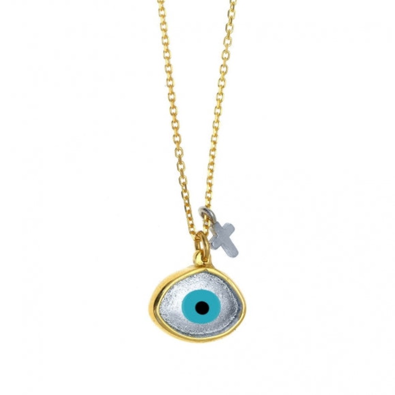 Gregio Necklace W/ Two Tone Evil Eye - Gold