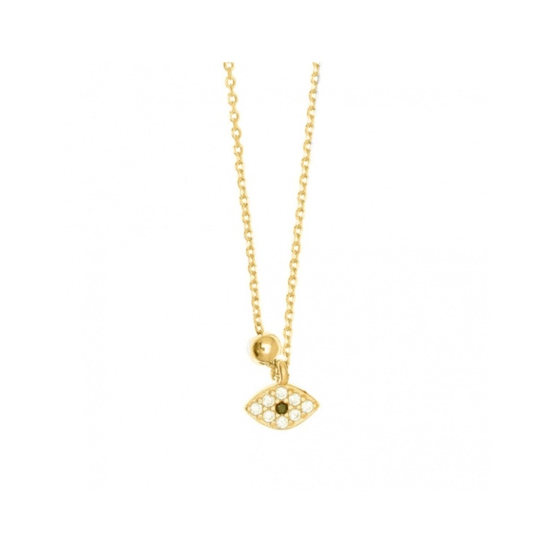 Gregio Simply Me Tiny Shiny Necklace w/ Cz Evil Eye- Gold