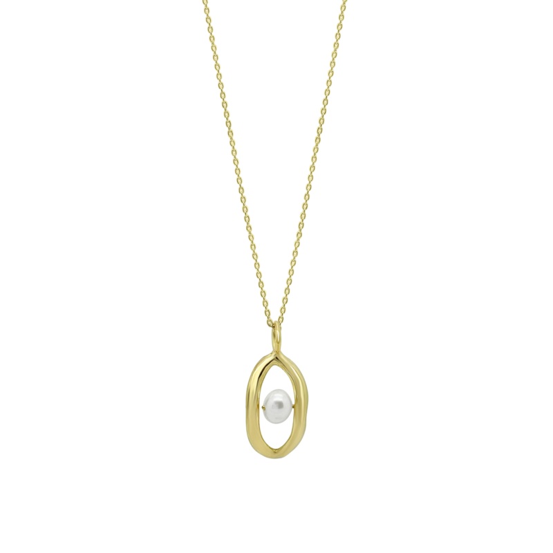 Ichu Oval'D Pearl Necklace - Gold