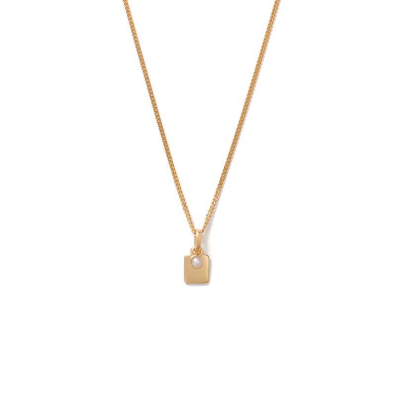 Kirstin Ash Engravable Birthstone Necklace Freshwater Pearl (June) - Gold