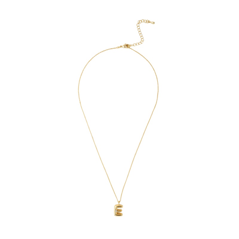 Mocha Bubble Initial Necklace - E - Light Gold