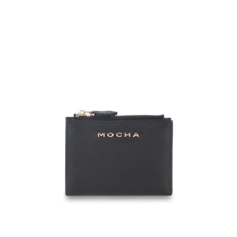 Mocha Classic Mini Leather Wallet - Black