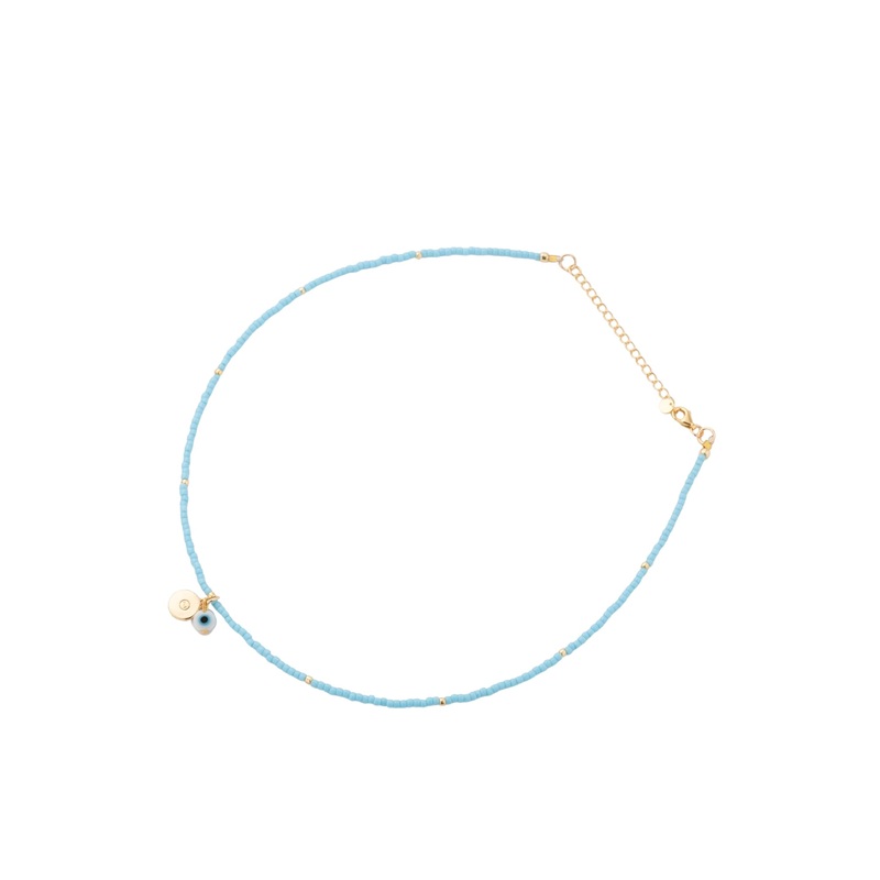 Mocha Reborn Mykonos Evil Eye Necklace - Blue