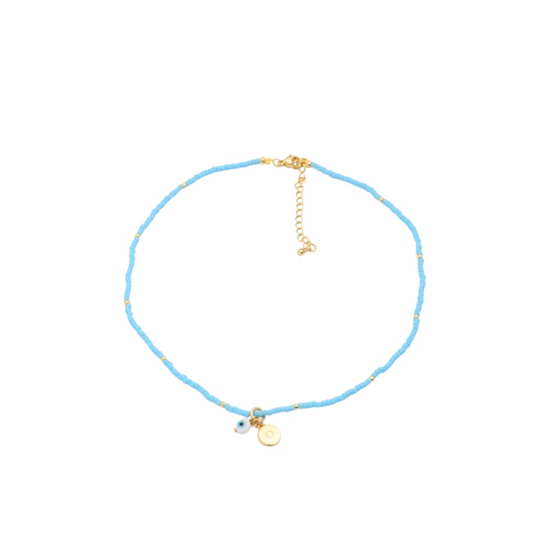 Mocha Reborn Mykonos Evil Eye Necklace - Light Blue