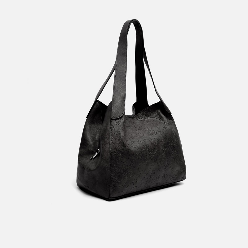 Monoflor bolso de hombro grande con grabado floral