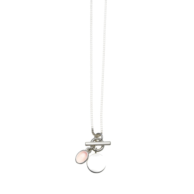 Von Treskow Box Chain Necklace w/ Oval Rose Quartz