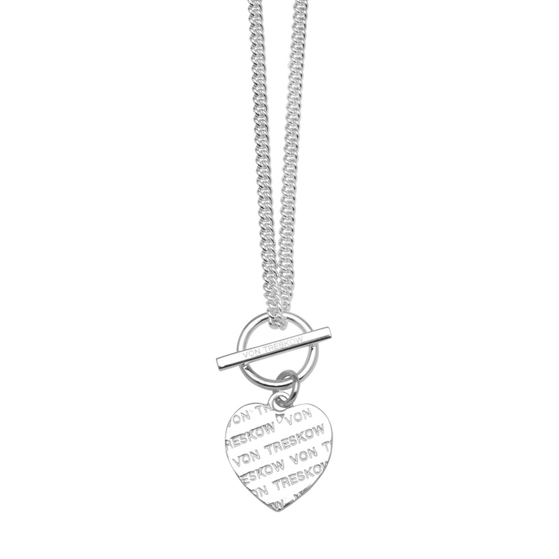 Von Treskow Ss Curb Chain Necklace w/ VT Toggle and Medium Liebe Heart
