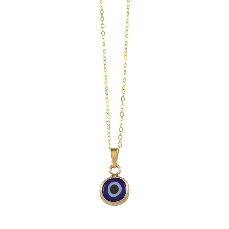 Von Treskow Yg Cable Chain Necklace w/ 8mm Evil Eye - Gold