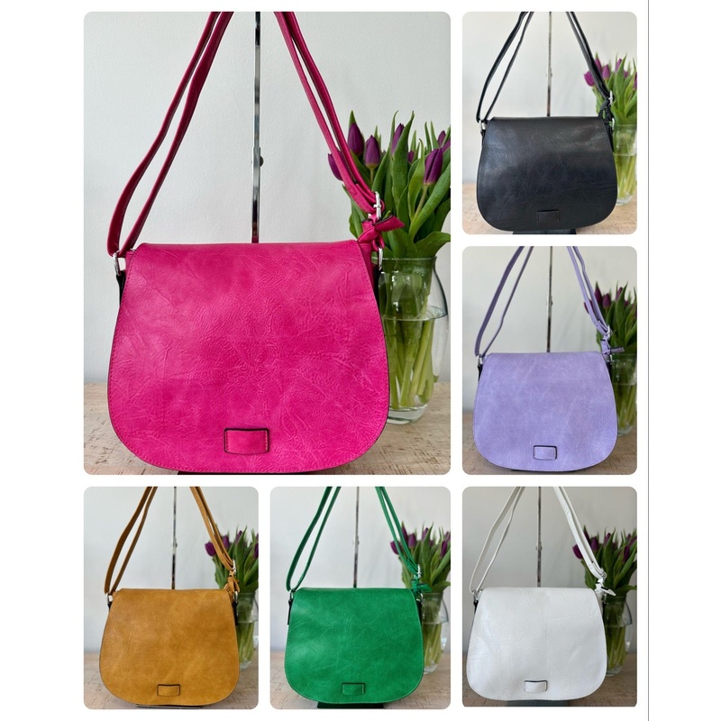Faux Vegan Leather Satchel Style Crossbody Bag / Handbag