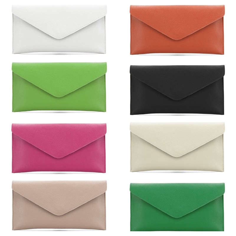 Genuine Italian Leather Envelope Clutch Bag , 8 Colours Available.