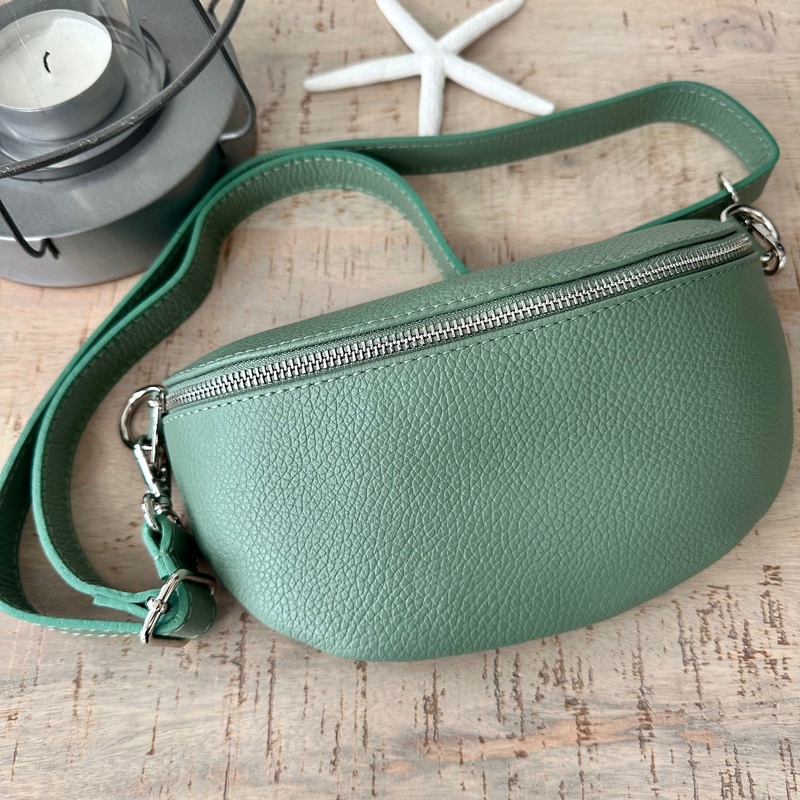 Mint Green Italian Leather Bum Bag / Chest Bag